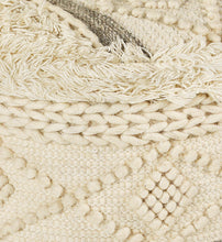 Load image into Gallery viewer, Cream Wool Cotton Blend Pouf Ottoman