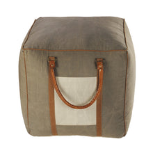 Load image into Gallery viewer, Gray Cotton Blend Ottoman