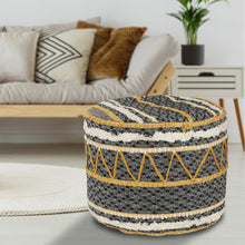 Load image into Gallery viewer, Woven ottoman with geometric pattern in a living room setting