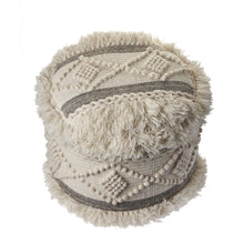 Load image into Gallery viewer, Cream Wool Cotton Blend Pouf Ottoman
