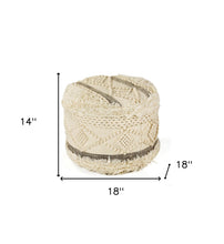 Load image into Gallery viewer, Cream Wool Cotton Blend Pouf Ottoman
