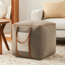 Load image into Gallery viewer, Gray Cotton Blend Ottoman
