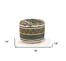 Load image into Gallery viewer, Black Cotton Cylinder Striped Pouf Ottoman
