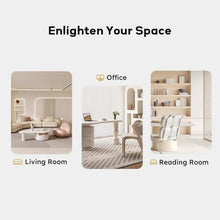 Load image into Gallery viewer, Three room scenarios: living room, office, and reading room with text 'Enlighten Your Space'.
