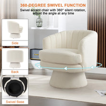 Load image into Gallery viewer, Beige swivel accent chair with 360-degree swivel function in a living room setting.
