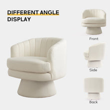 Load image into Gallery viewer, White armchair shown from different angles on a light gray background
